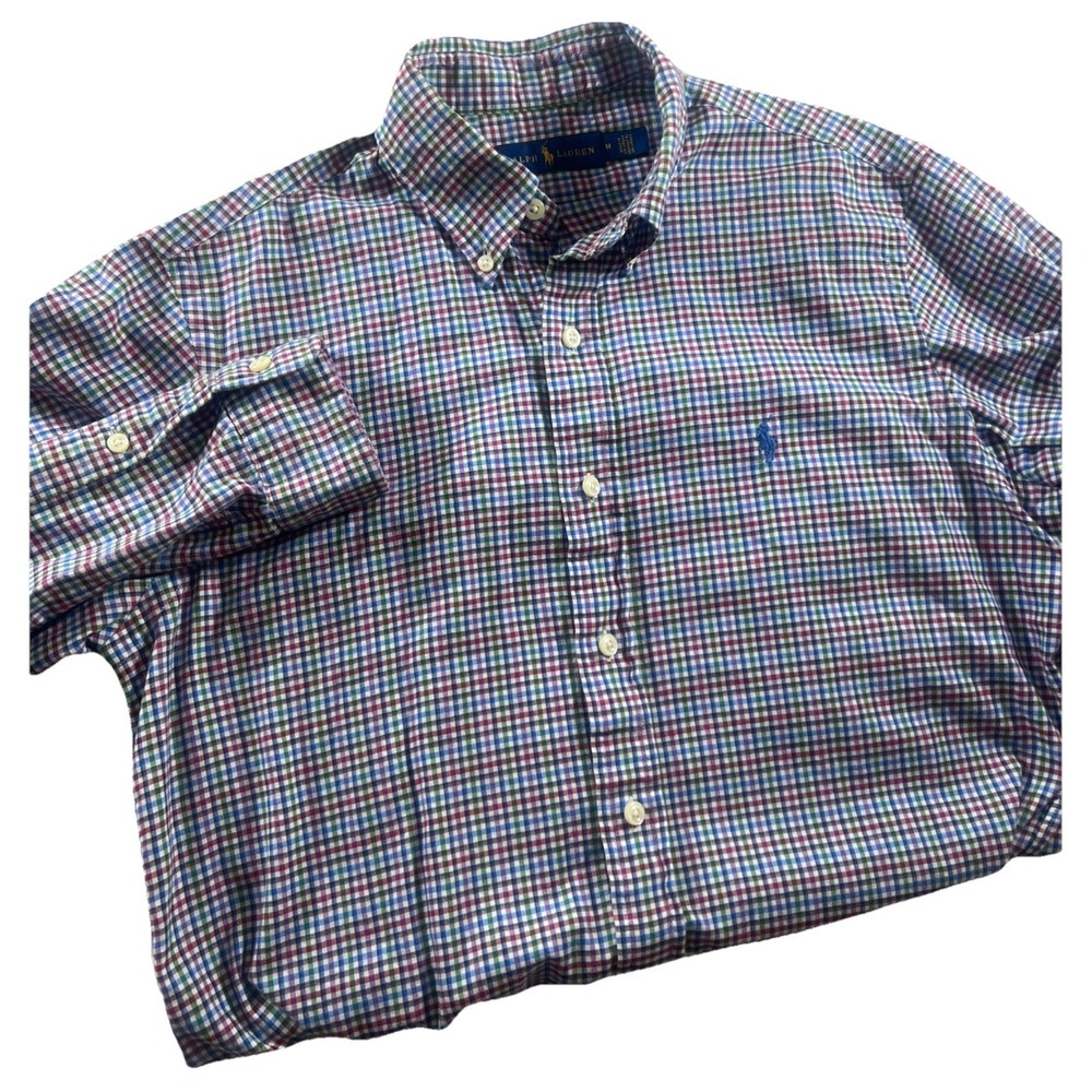 Polo‎ Ralph Lauren Button Down Multicolor Plaid Long Sleeve Shirt Men Medium